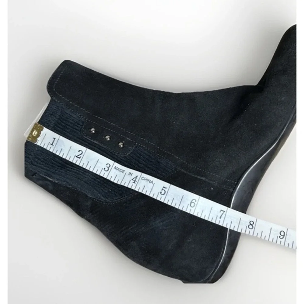 Aquatalia‎ Black Suede Ankle Boots 9 Weatherproof Italian Wedge Booties